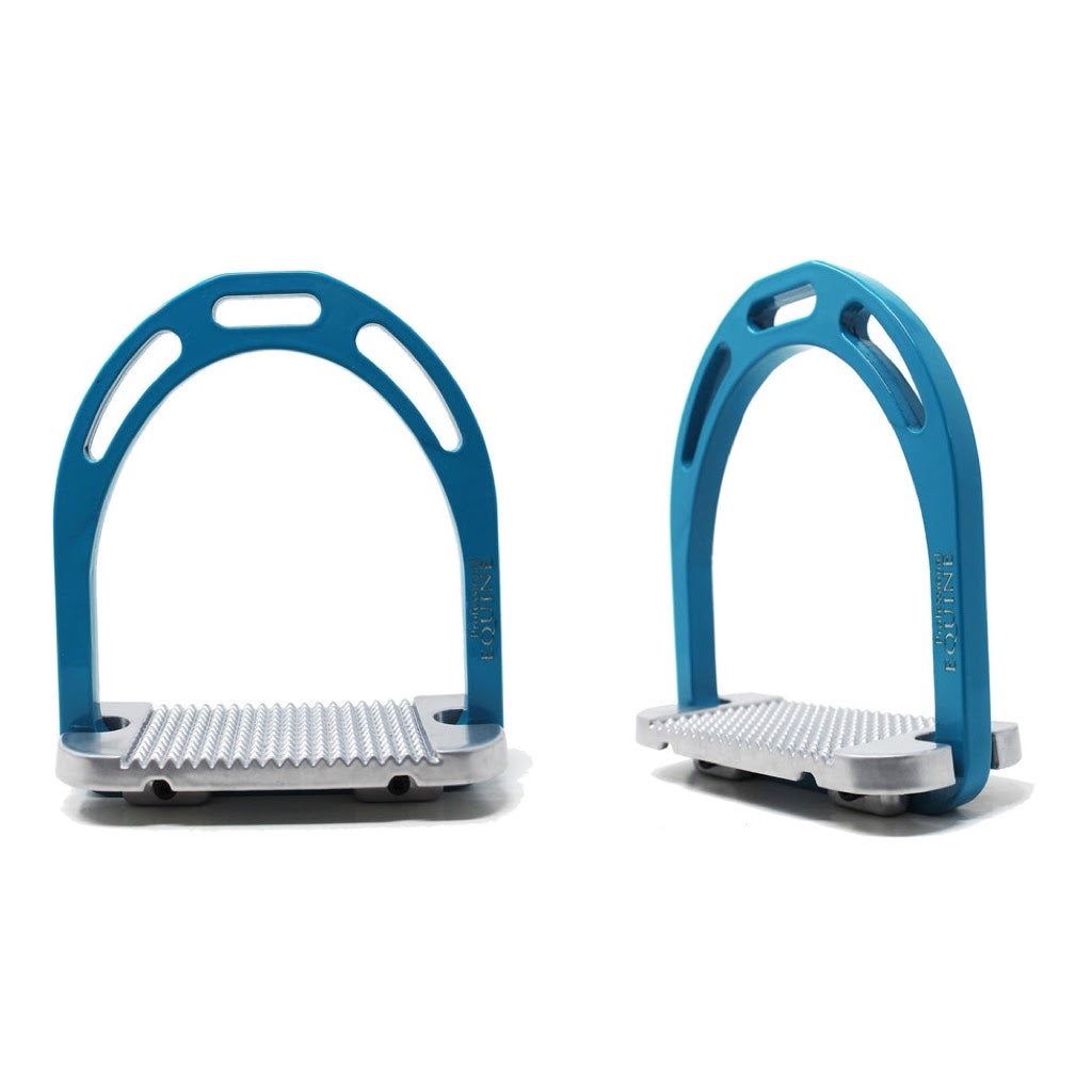 Professional Equine Lightweight Aluminum Stirrups - Turquoise/Silver