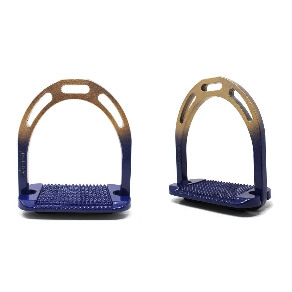 Professional Equine Lightweight Aluminum Stirrups - Blue/Gold Ombre