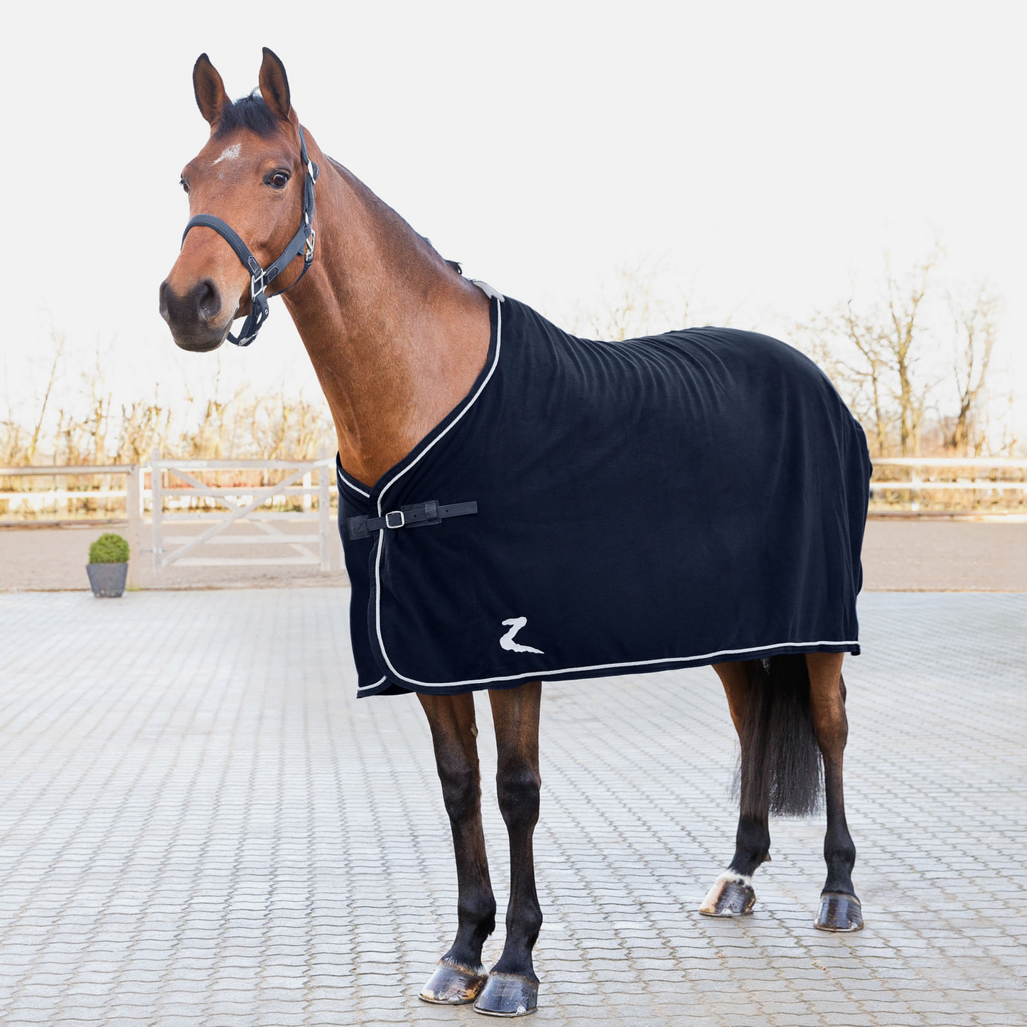 Horze Fleece Show Cooler - Navy Blue/Silver