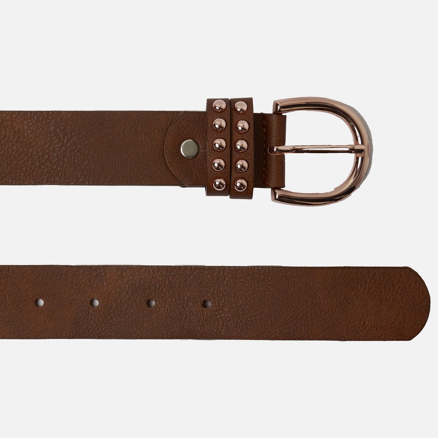 Horze Belt with Rose Gold Buckles - Bison Dark Brown
