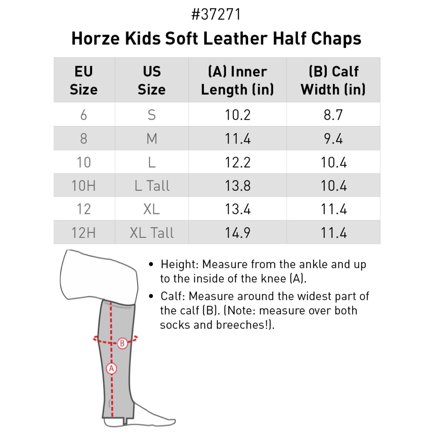 Horze Kids Soft Leather Half Chaps