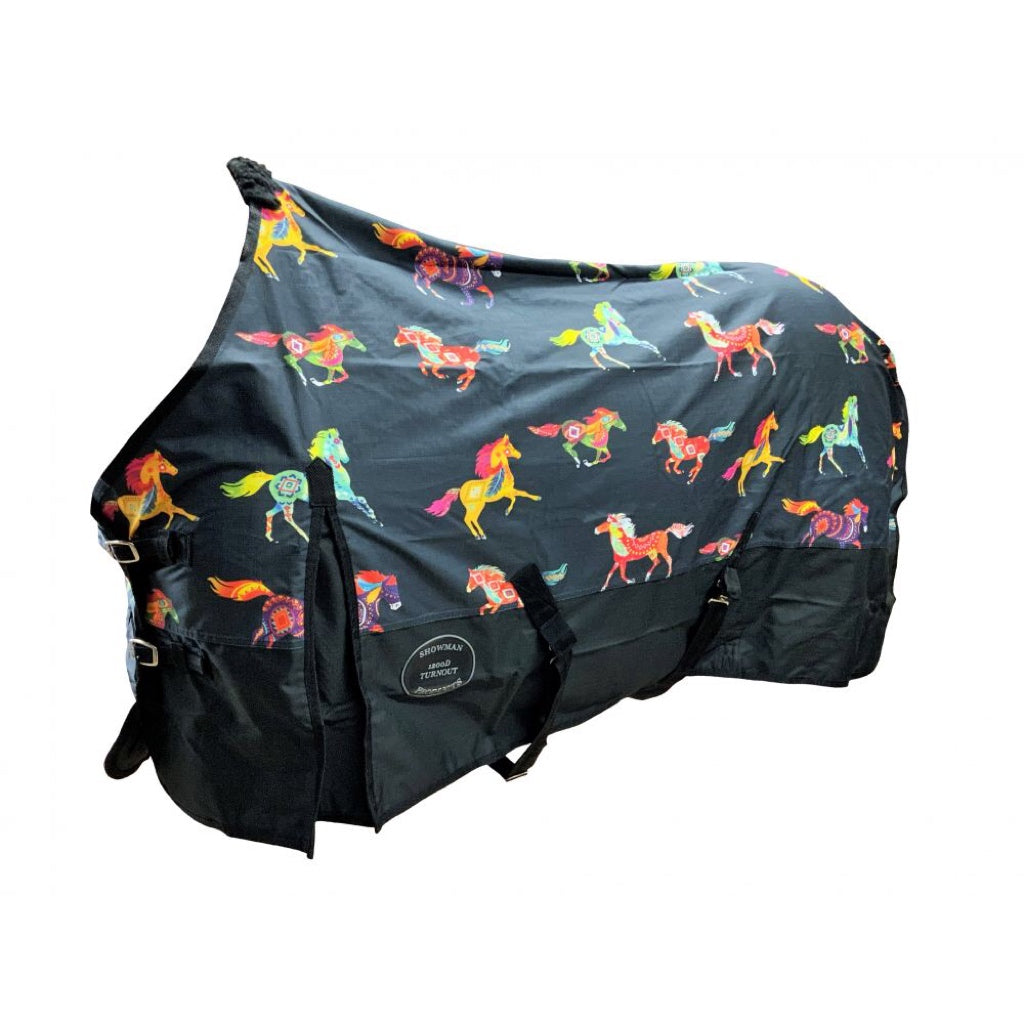Showman® Southwest Tribal Running Horse Print 1200D Turnout Sheet