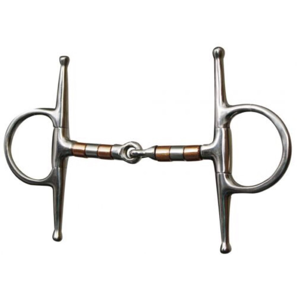 Showman® Stainless Steel Full Cheek Snaffle Bit with Copper and Stainless Rollers - 5"