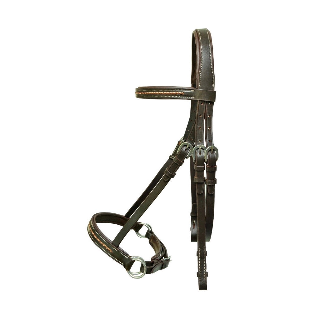 Professional Equine Braided Sidepull Bridle - Brown