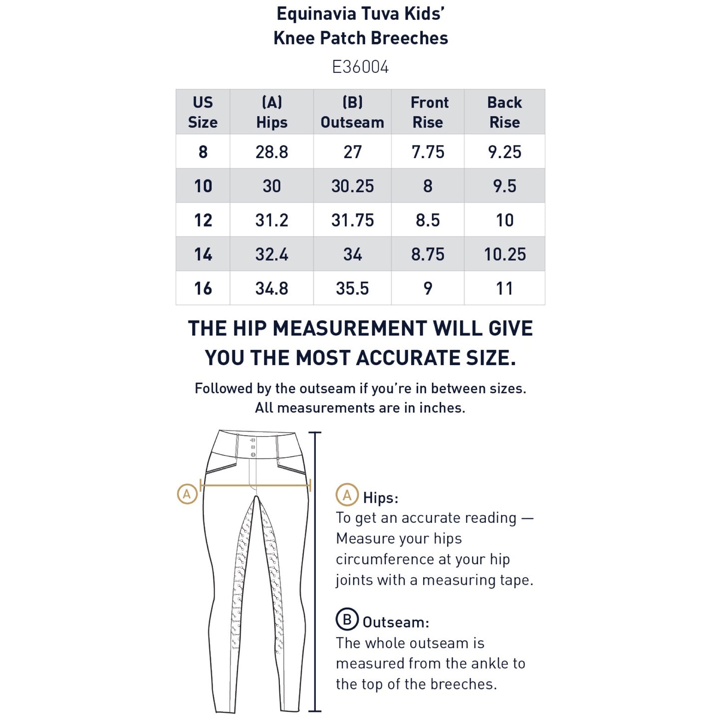 Equinavia Tuva Kids Knee Patch Breeches - Navy