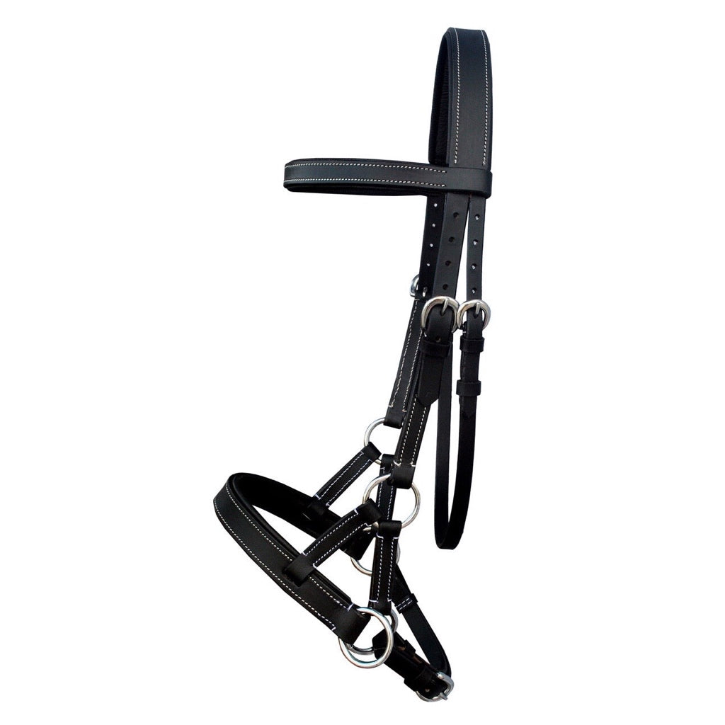 Professional Equine Sidepull Bridle - Black