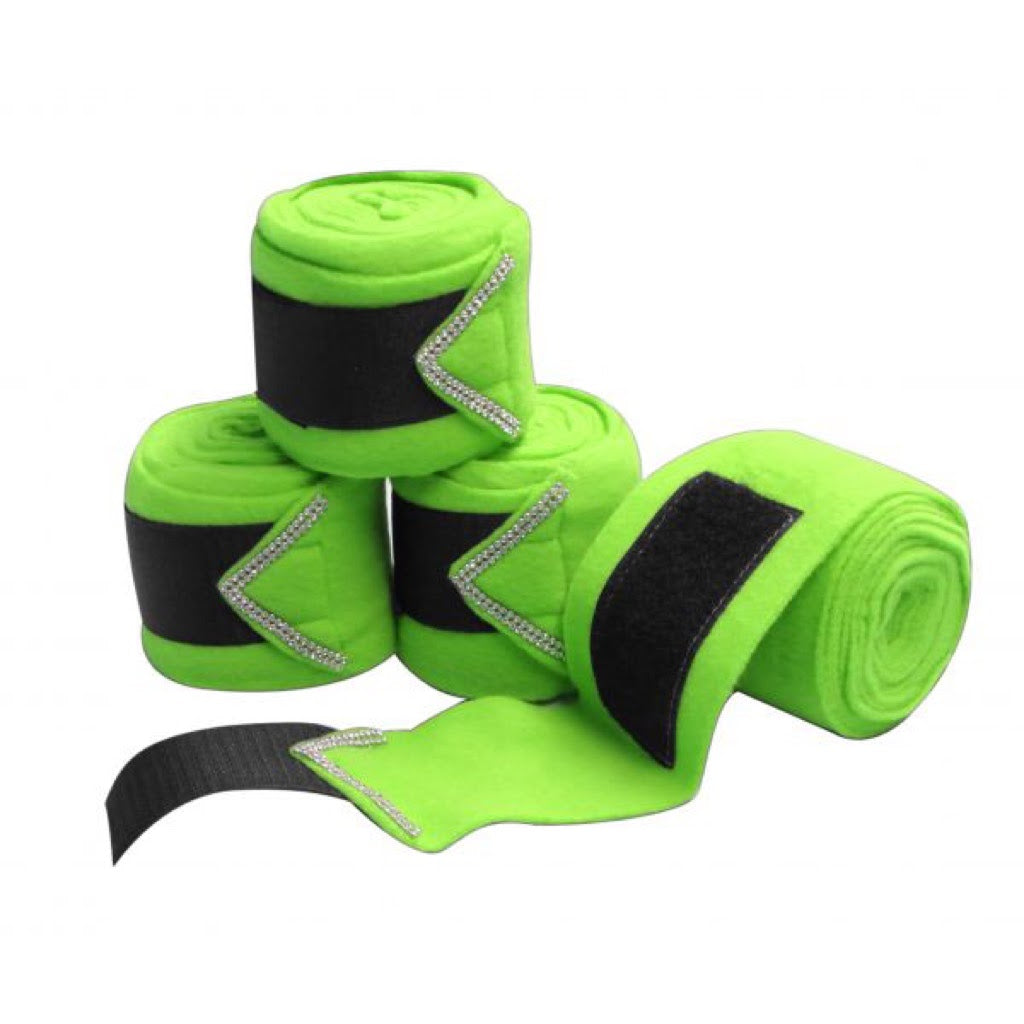 Showman® Fleece Polo Wraps with Rhinestones - Lime Green