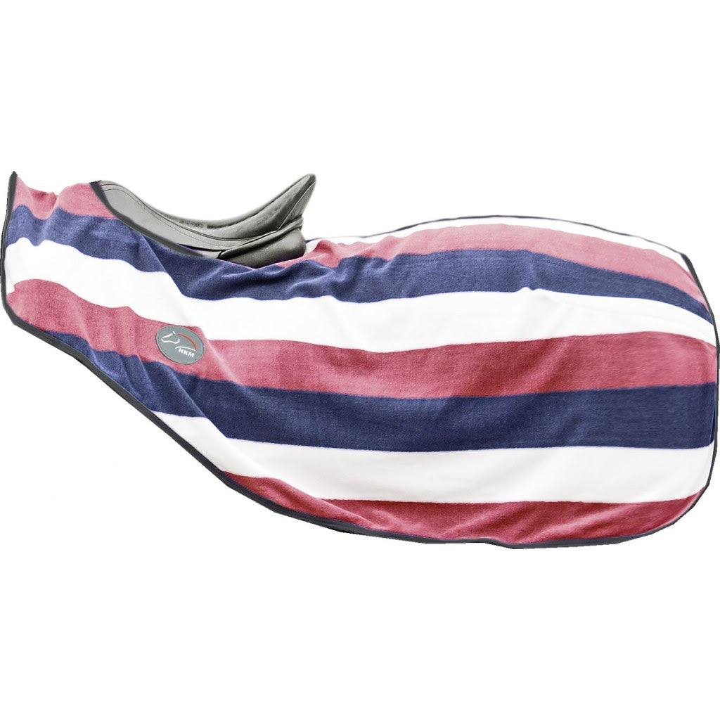 HKM Striped Fleece Exercise Quarter Sheet - Navy/Fuchsia/White (77”)