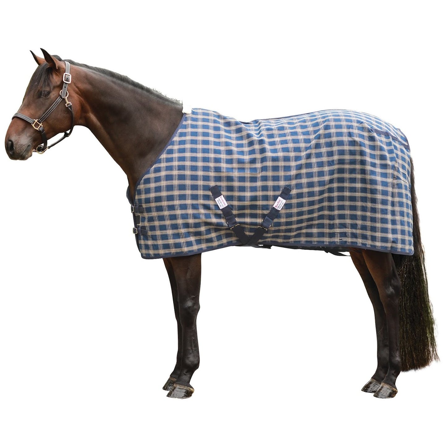 Dura-Tech® Ripstop Poly Plaid Stable Sheet - Navy/Tan Plaid