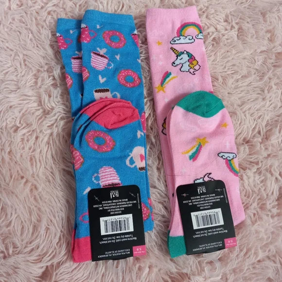 Beverly Hills Polo Club Knee High Fashion Socks - Unicorns & Rainbows