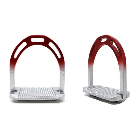 Professional Equine Lightweight Aluminum Stirrups - Silver/Red Ombre