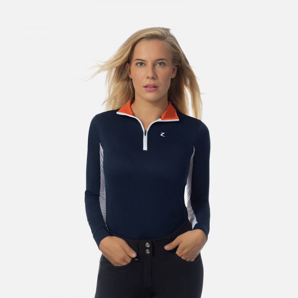 Horze Trista Long Sleeve Sun Shirt - Peacoat Dark Blue