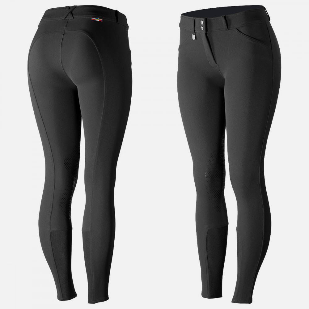Horze Grand Prix Womens Silicone Knee Patch Breeches - Black