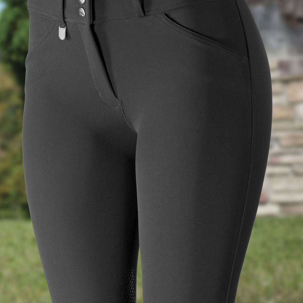 Horze Grand Prix Womens Silicone Knee Patch Breeches - Black