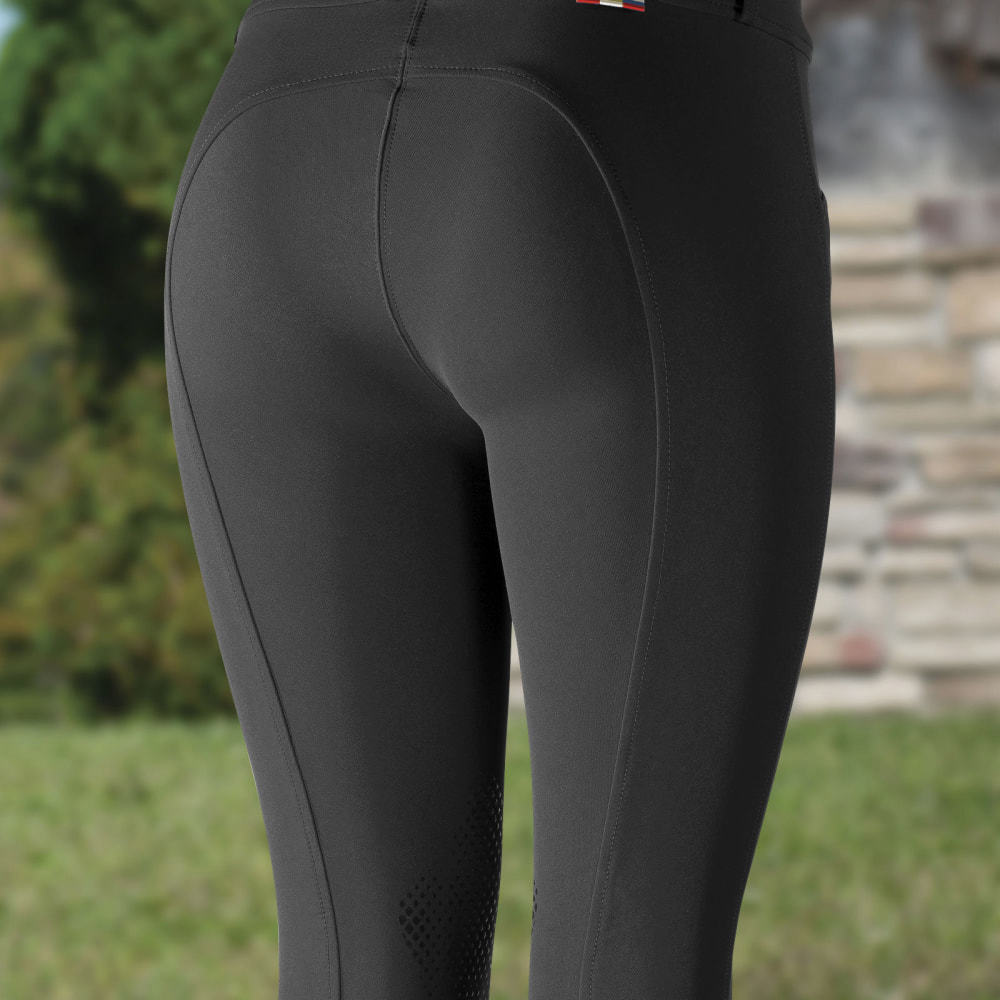 Horze Grand Prix Womens Silicone Knee Patch Breeches - Black