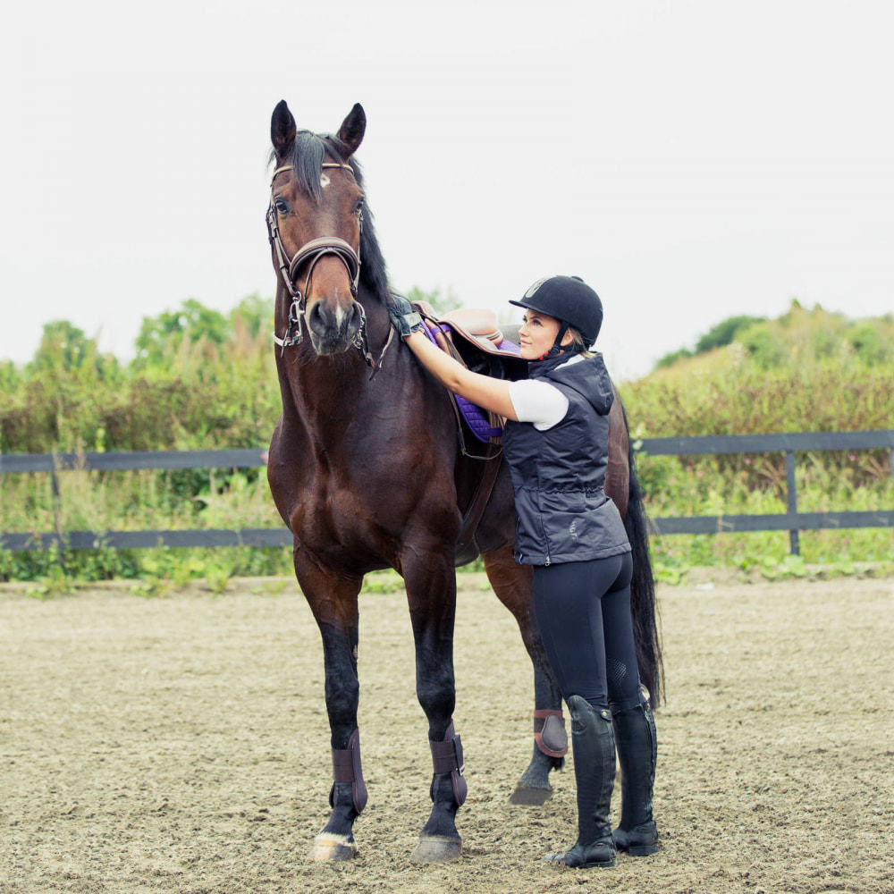 Horze Grand Prix Womens Silicone Knee Patch Breeches - Black