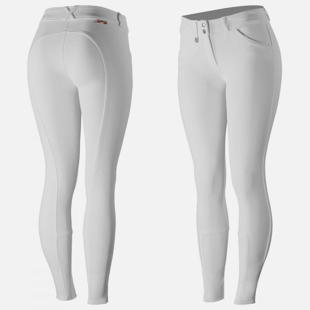 Horze Grand Prix Womens Silicone Knee Patch Breeches - White