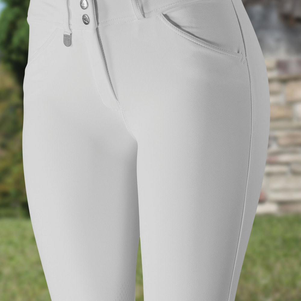 Horze Grand Prix Womens Silicone Knee Patch Breeches - White