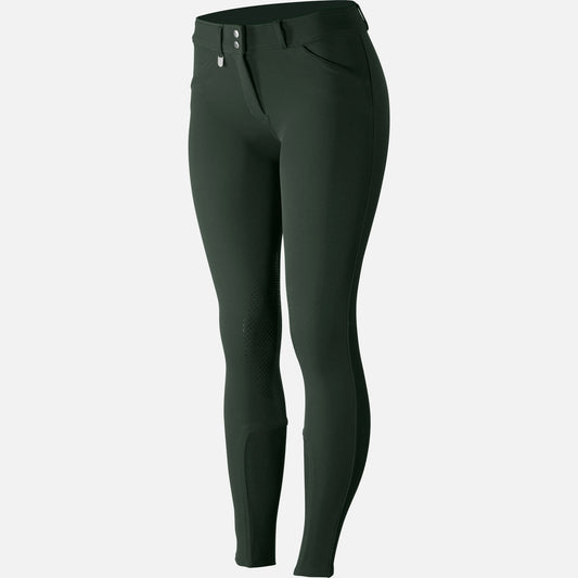 Horze Grand Prix Womens Silicone Knee Patch Breeches - Scarab Green