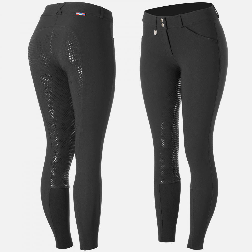 Horze Grand Prix Womens Silicone Full Seat Breeches - Black