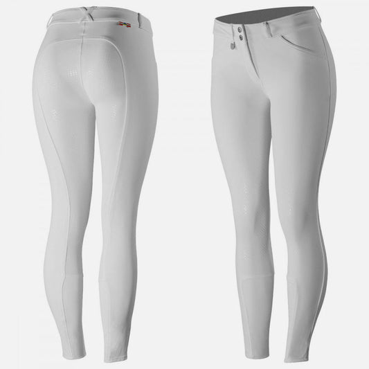 Horze Grand Prix Womens Silicone Full Seat Breeches - White