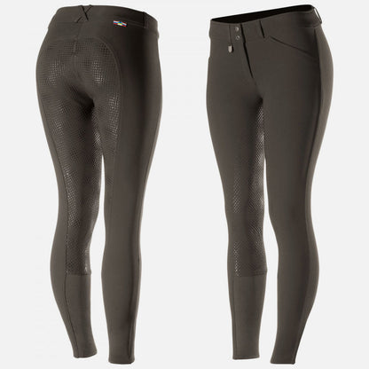 Horze Grand Prix Womens Silicone Full Seat Breeches - Dark Brown