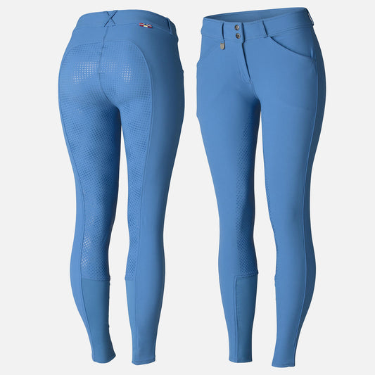 Horze Grand Prix Womens Silicone Full Seat Breeches - Riviera Blue