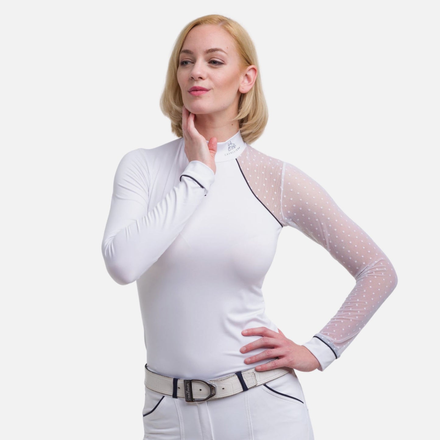 Cavalliera Modern Dame Long Sleeve Show Shirt - White