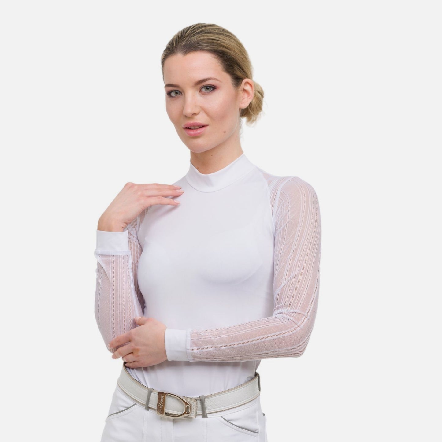Cavalliera Contessa Long Sleeve Show Shirt - White