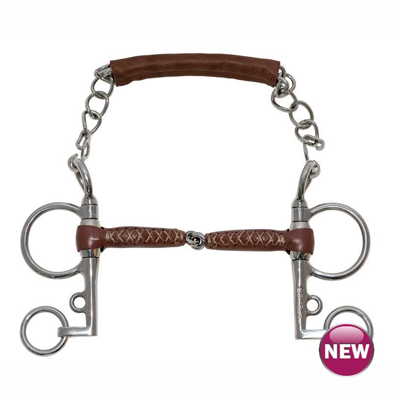 Metalab Leather Pelham Pinchless Snaffle Bit with 5" Cheeks