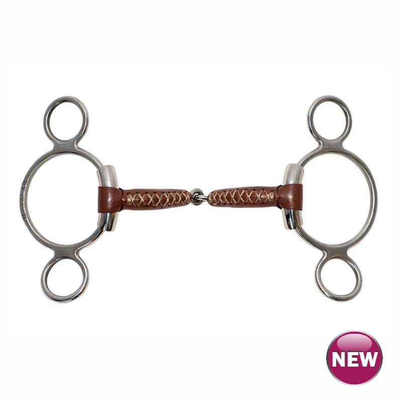Metalab Leather Continental Gag Pinchless Snaffle Bit - 17mm
