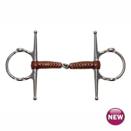 Metalab Leather Full Cheek Gag Pinchless Snaffle Bit