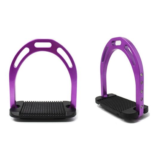 Professional Equine Lightweight Aluminum Stirrups with Rhinestones - Purple/Black