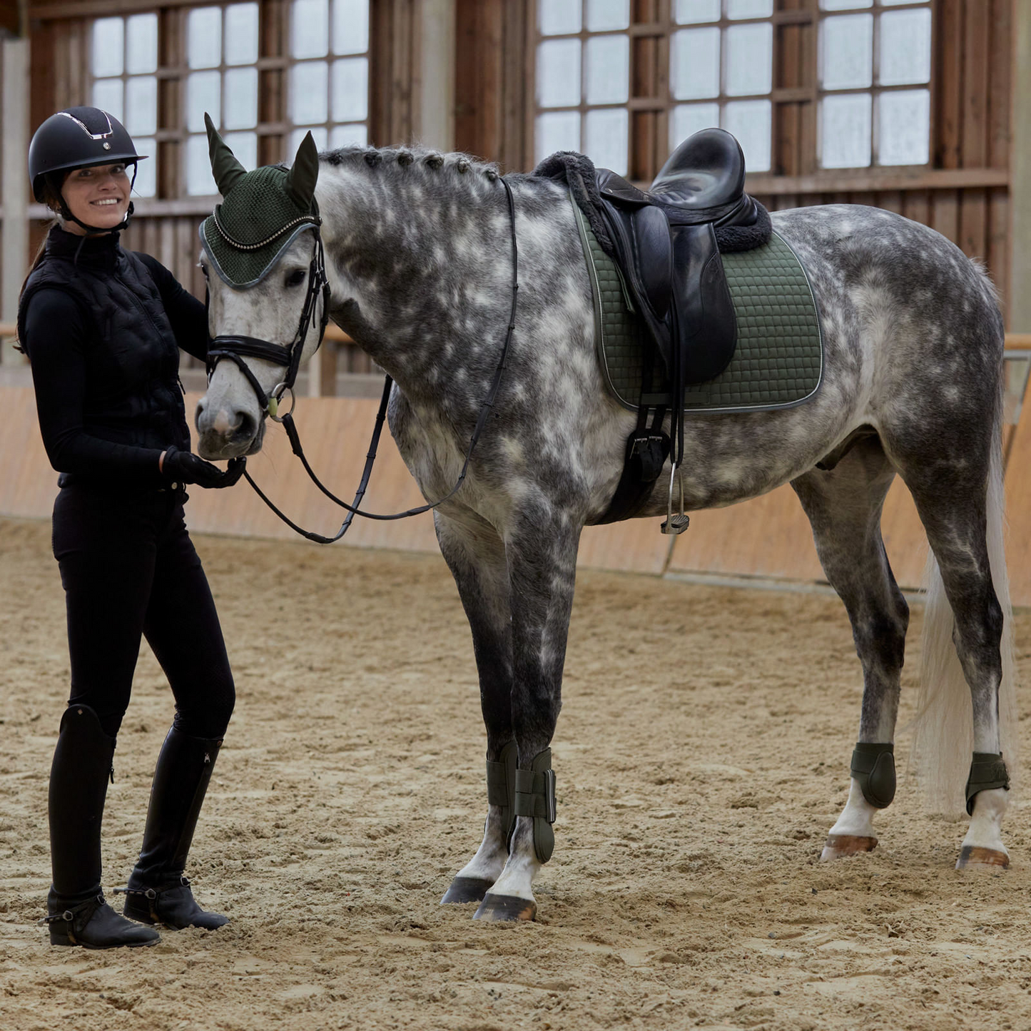 Horze Adepto Dressage Saddle Pad - Beetle Khaki Green