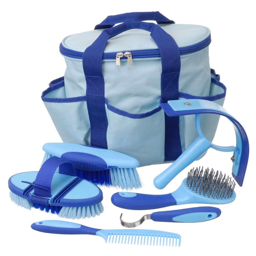 Tough1® Great Grips™ 6-Piece Brush Set with Bag - Blue/Lt. Blue