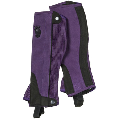 Tough1® Childs Synthetic Luxury Suede Half Chaps with Embroidered Horsehead