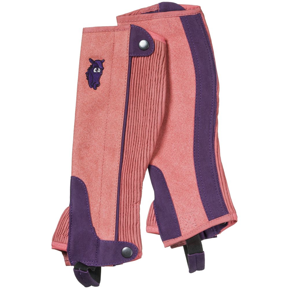 Tough1® Childs Synthetic Luxury Suede Half Chaps with Embroidered Horsehead