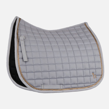 Horze Munich Dressage Saddle Pad with Metallic Piping - Alloy Grey