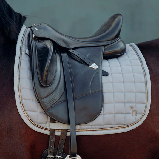 Horze Munich Dressage Saddle Pad with Metallic Piping - Alloy Grey