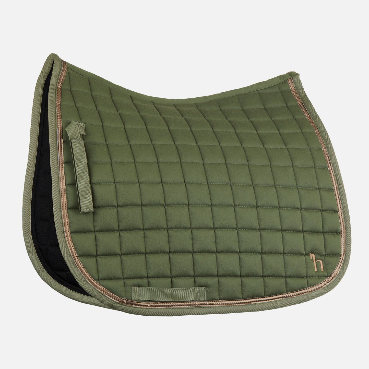 Horze Munich Dressage Saddle Pad with Metallic Piping - Olivine Green