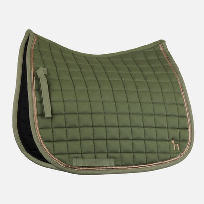 Horze Munich Dressage Saddle Pad with Metallic Piping - Olivine Green
