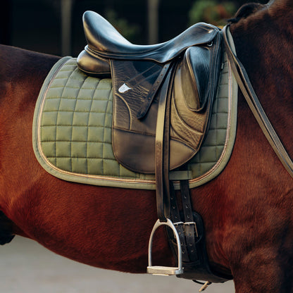Horze Munich Dressage Saddle Pad with Metallic Piping - Olivine Green