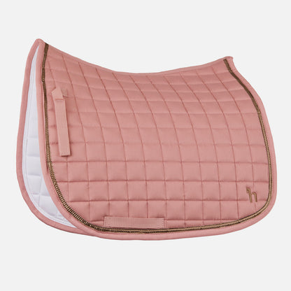 Horze Munich Dressage Saddle Pad with Metallic Piping - Rose Tan