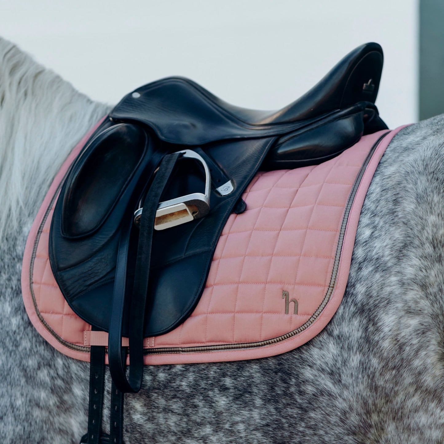 Horze Munich Dressage Saddle Pad with Metallic Piping - Rose Tan
