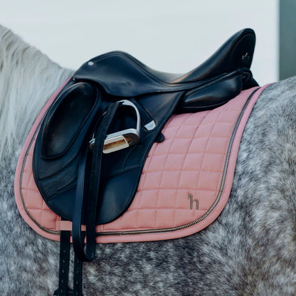 Horze Munich Dressage Saddle Pad with Metallic Piping - Rose Tan