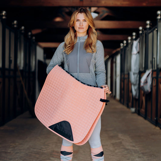Horze Cooling Dressage Saddle Pad - Peach Amber Pink