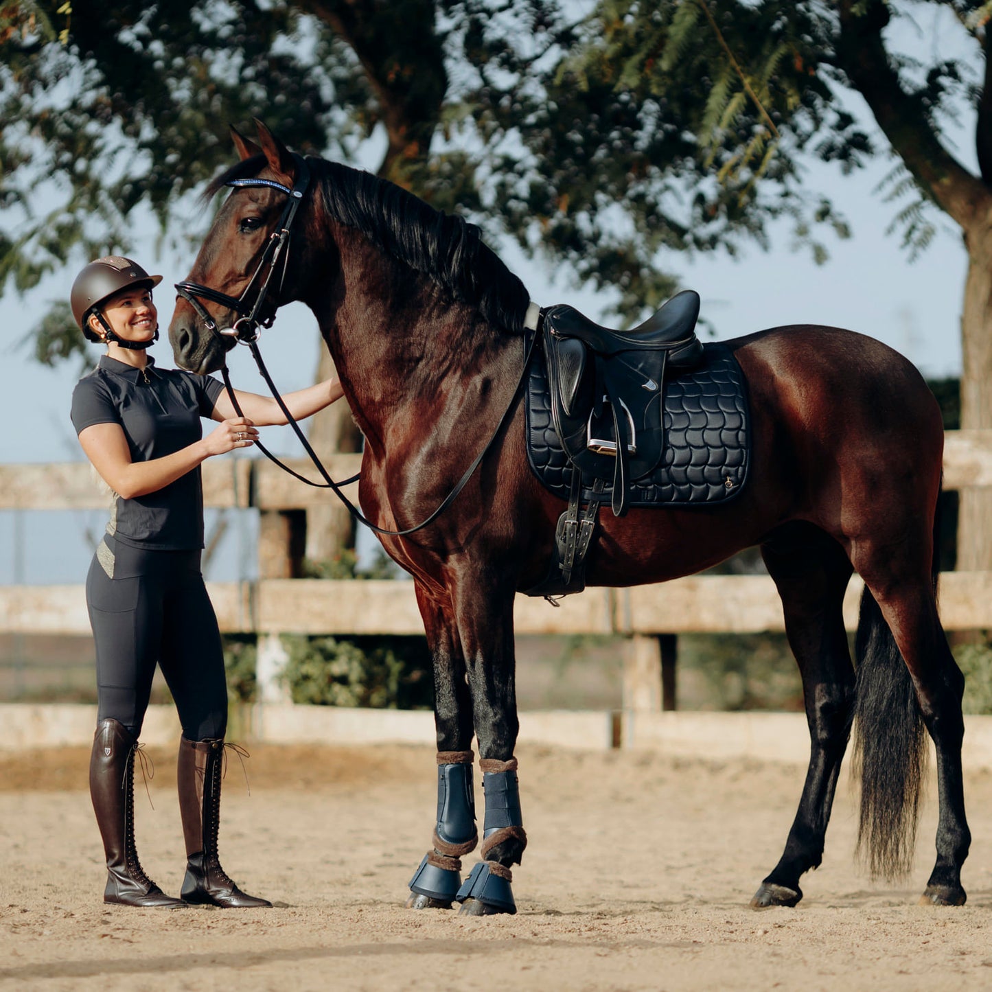 Horze Houston Comfort Fleece Dressage Saddle Pad - Dark Navy