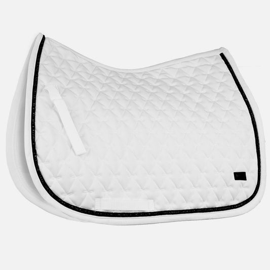 Horze Noir Jumping Saddle Pad with Black Pearls - White