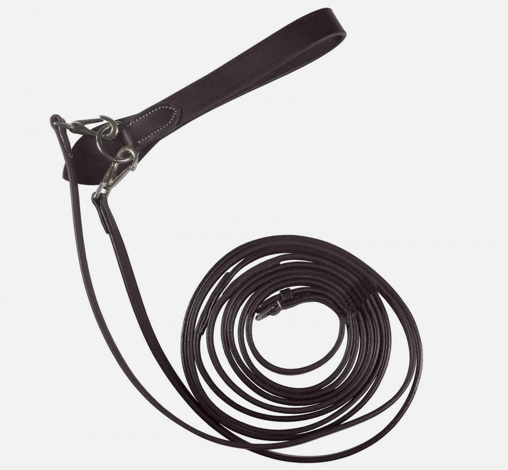 Horze Sparta Leather Draw Reins - Dark Brown