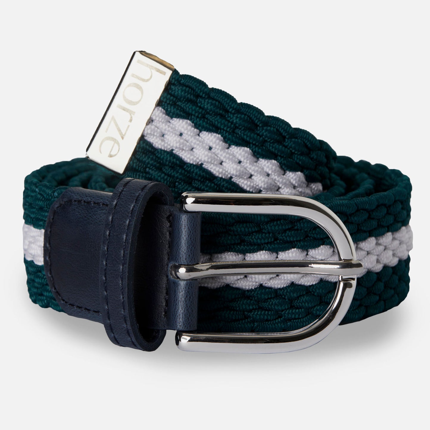 Horze Stretch Belt - Storm Green/White